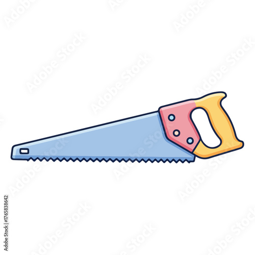 Hand Saw Illustration Cartoon Carpenter Tool on White