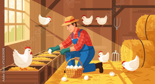 Harvesting Success A Farmer's Bounty of Fresh Eggs in a Rural Setting