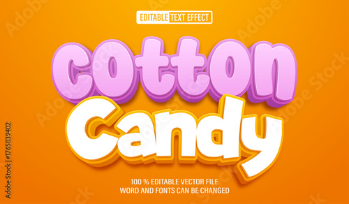 Editable 3d text style effect - Cotton Candy text effect Template