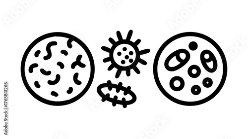 Set line Bacteria icon isolated on black and white background. Bacteria and germs, microorganism disease causing, cell cancer, microbe, virus, fungi. Vector Illustration  vector icon 