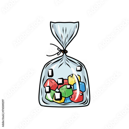 Outline Icon: Candy Bag or Sack Filled with Colorful Sweets for Party Favors Graphic Design