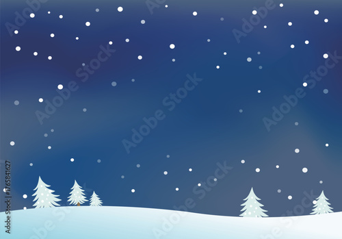 Winter outdoor snow landscape vector illustration.
Christmas background.
