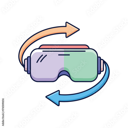 Virtual Reality Goggles with Swirling Arrows Icon