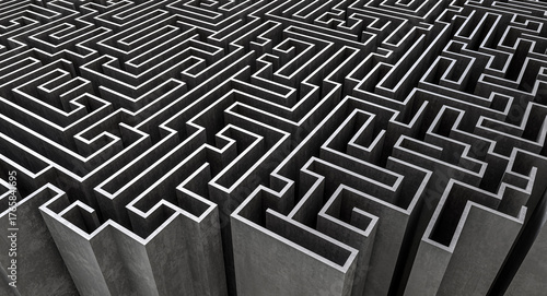 Complex concrete abstract maze 3d