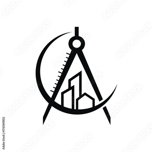 Outline Icon: Abstract Geometric Symbol or Logo with Triangle and Circle for Modern Design Element