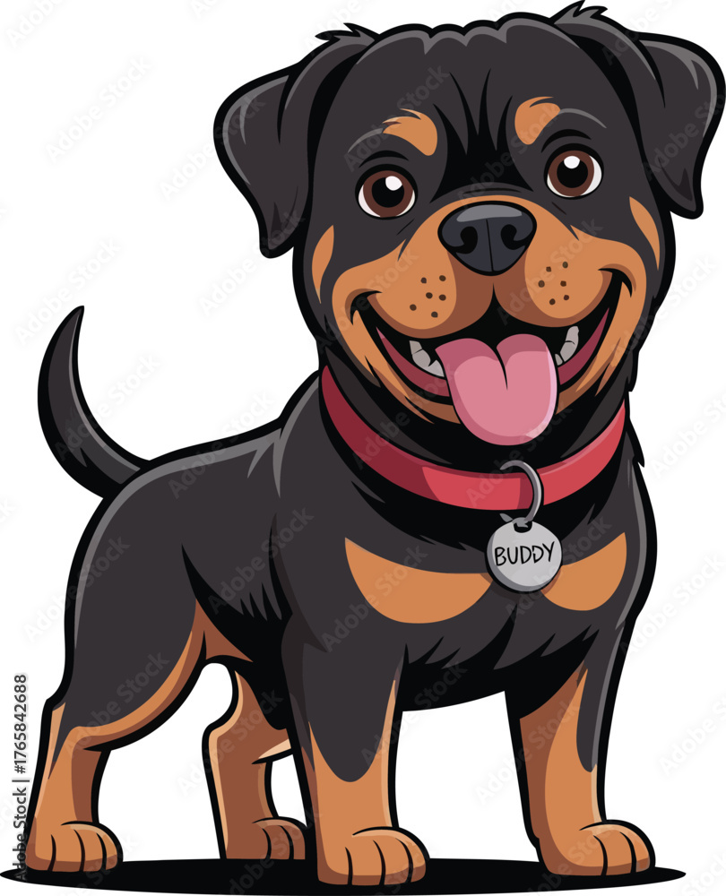 Fototapeta premium Cute cartoon a illustrator vector rottweiler
