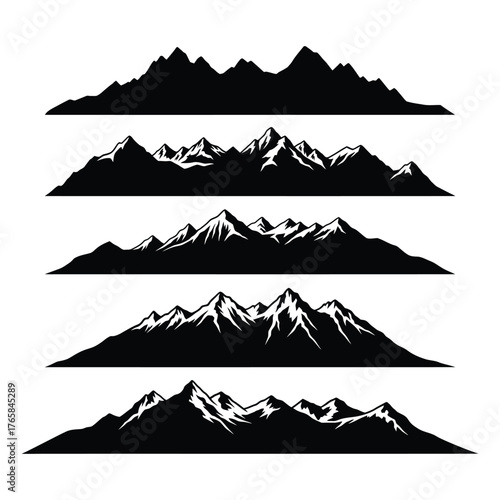 Collection of mountain range silhouettes