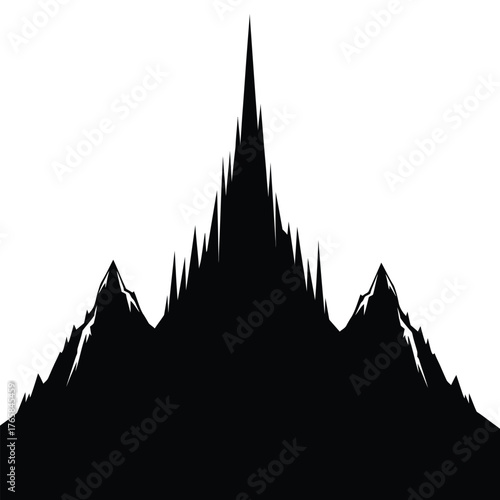 Single sharp mountain peak silhouette