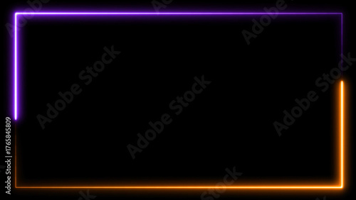 A glowing neon rectangle with a black background