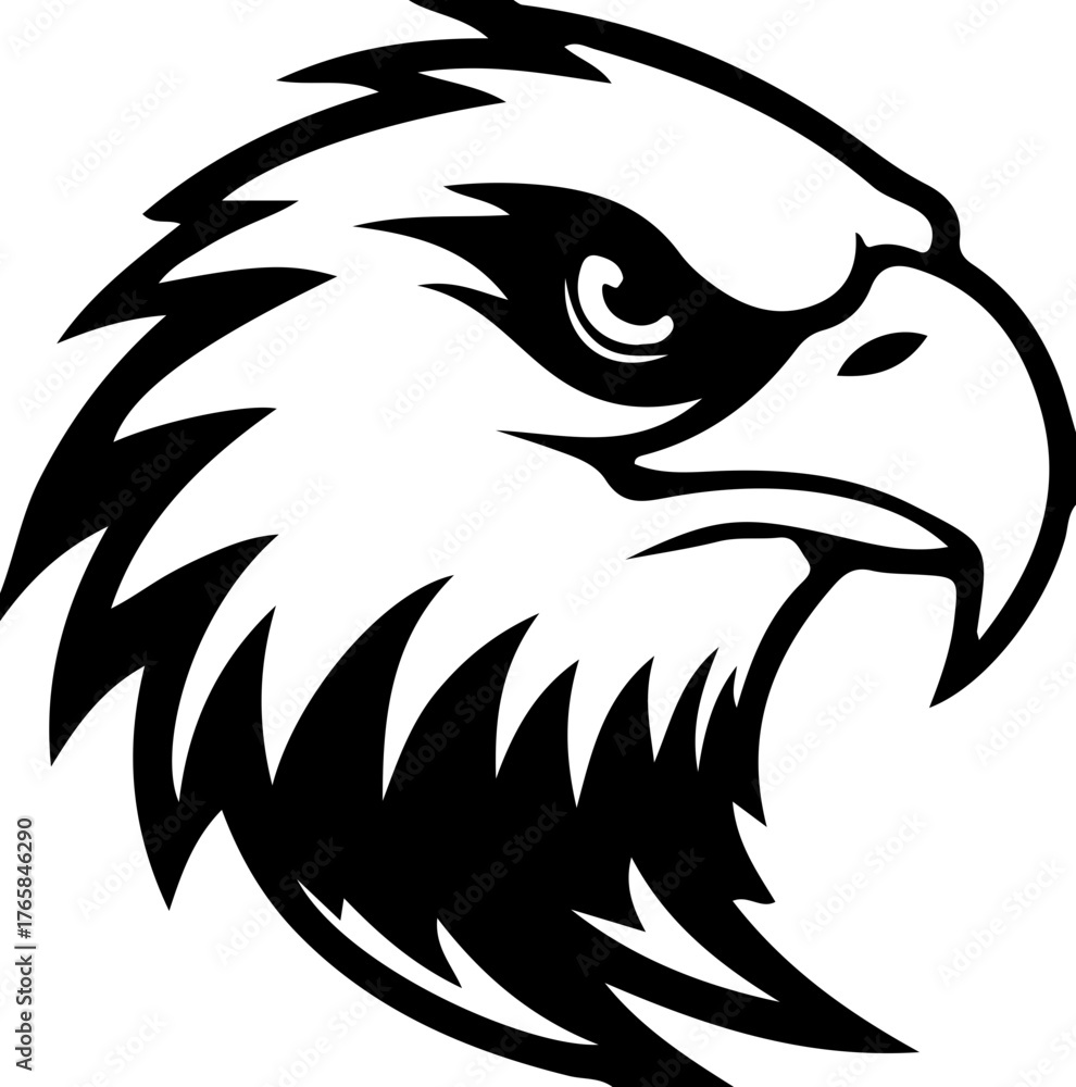 Obraz premium Eagle Head Icon – Fierce Bird Symbol Vector Illustration