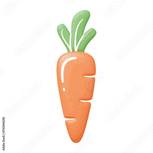 Cartoon Carrot Illustration with Green Leaves on White Background