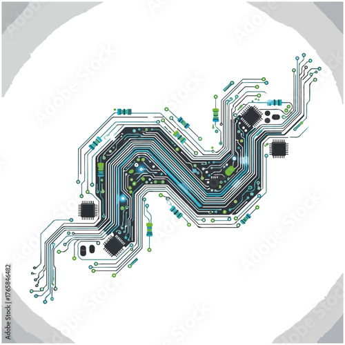 Circuit Board Design with Microchips and Electronic Components
