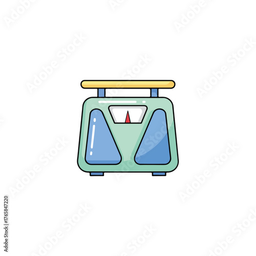 Cute Illustrated Bathroom Scale Icon, Pastel Colors, Weight Loss