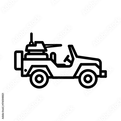 Military Jeep Vehicle Icon in Outlined Style
