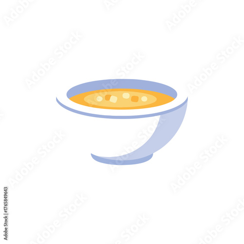Modern Soup Bowl with Creamy Soup and Croutons Illustration