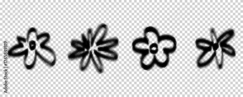Abstract flowers with halftone texture.