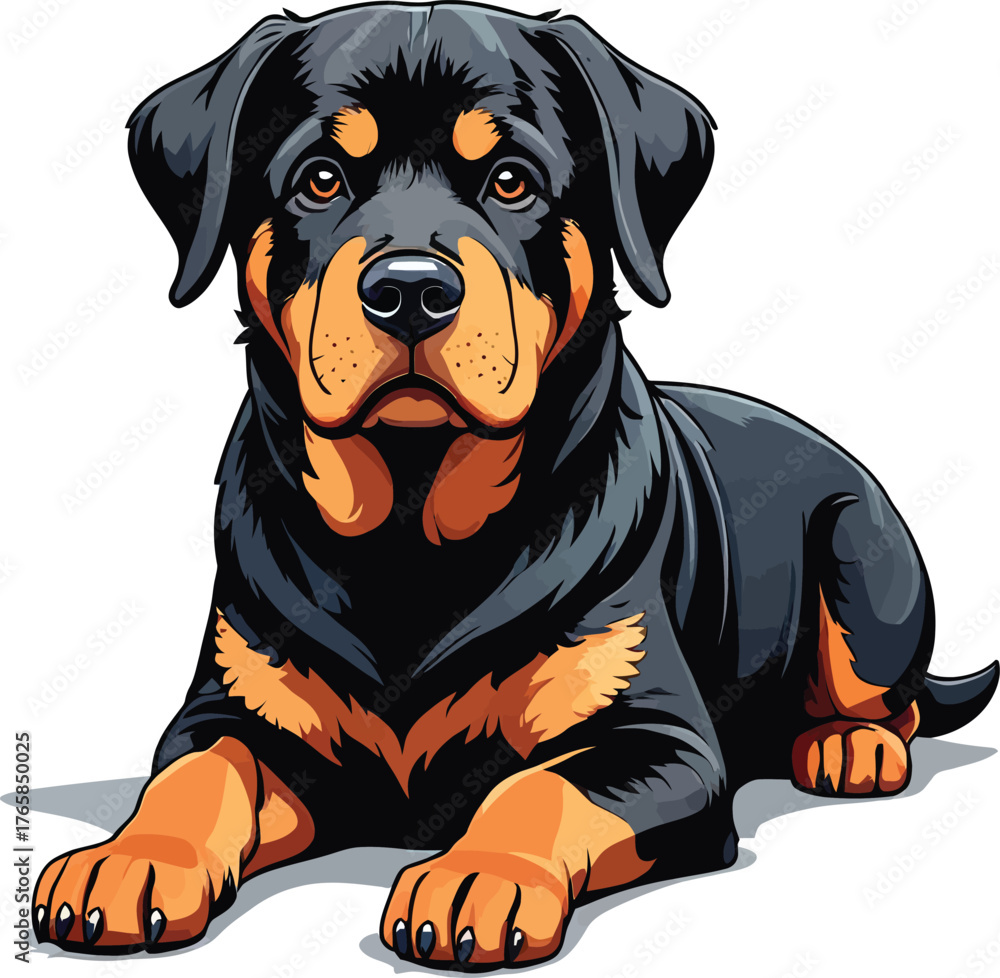 Obraz premium Cute cartoon a illustrator vector rottweiler