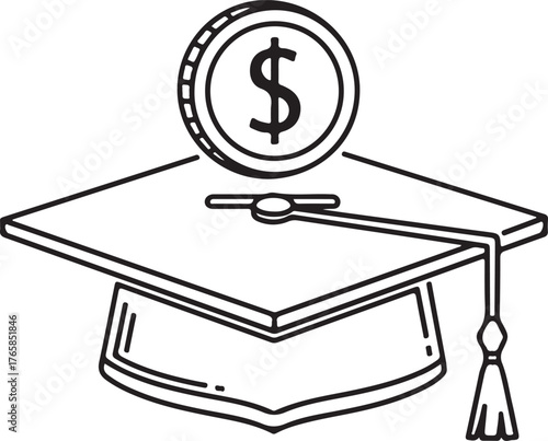 Graduation cap with coin