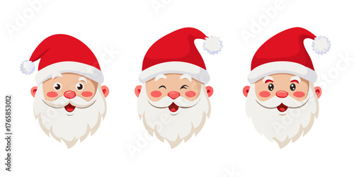 Set of cartoon santa claus heads in flat style isolated. Vector illustration .vector icon
