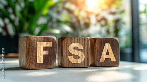 Minimalist scene with wooden blocks spelling 