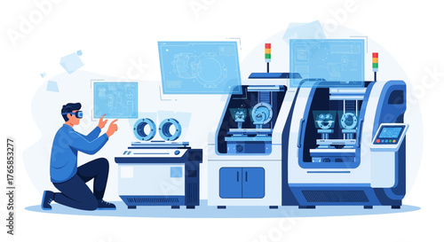 Futuristic Manufacturing: Augmented Reality and Advanced Machinery in a High-Tech Factory