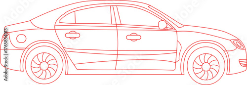 Line art drawing of classic car