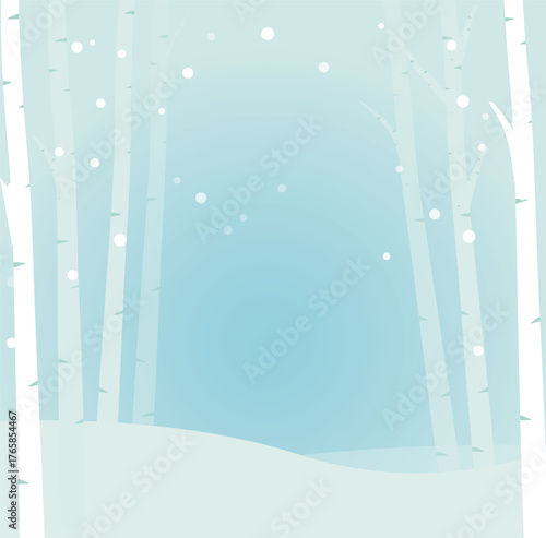 Winter outdoor birch snow scene vector illustration.
Christmas background.
