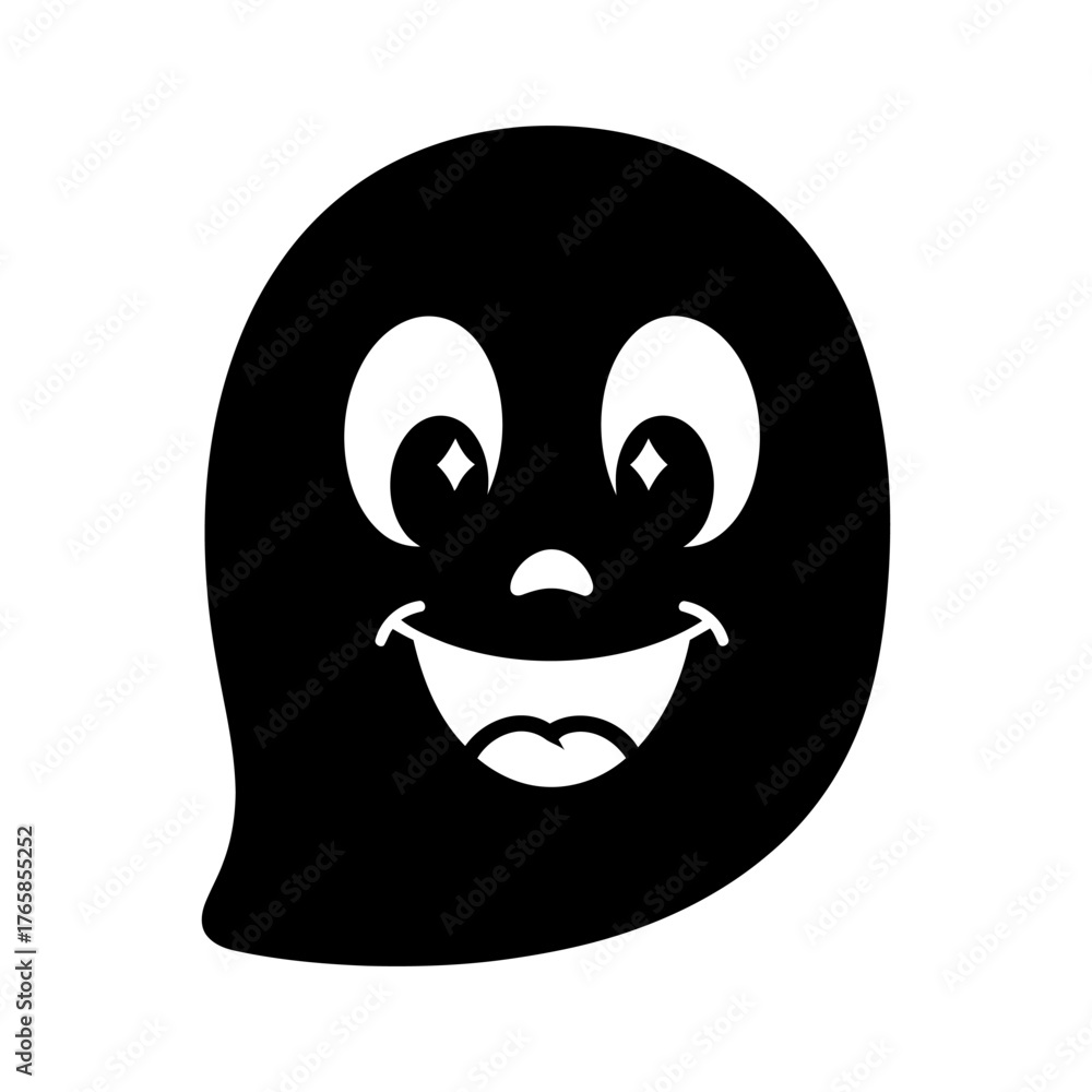 Fototapeta premium Cheerful Halloween Ghost Cartoon Silhouette Design
