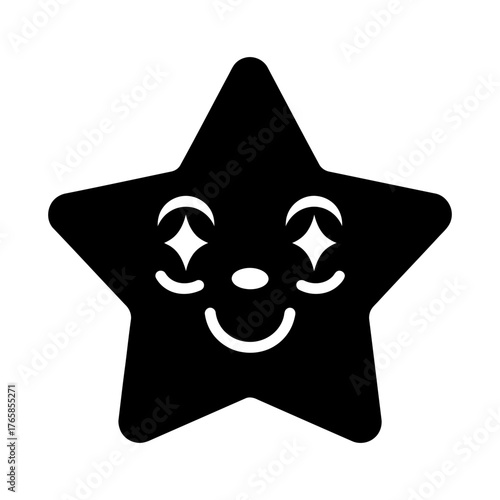 Star Face Illustration: Playful Icon Design in Black and White
