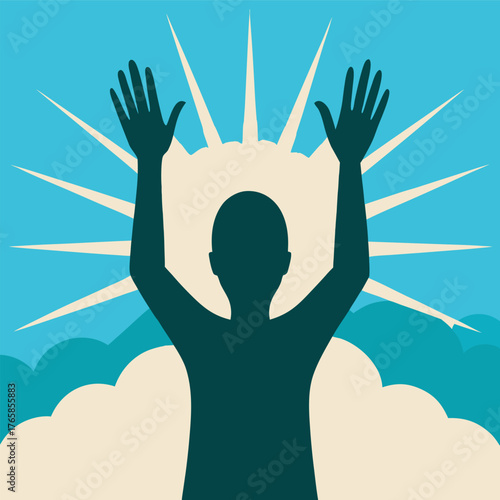 Open Hands In Prayer Silhouette Vector