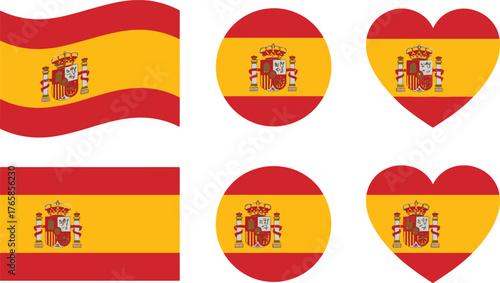 Spanish National Flags Assortment Patriotism European Nation Insignia Emblem Europe Iberian Peninsula