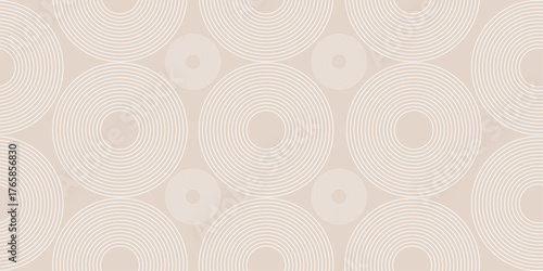 Minimal seamless pattern, white circles , soft beige background, elegant, calm, vector aesthetic look.