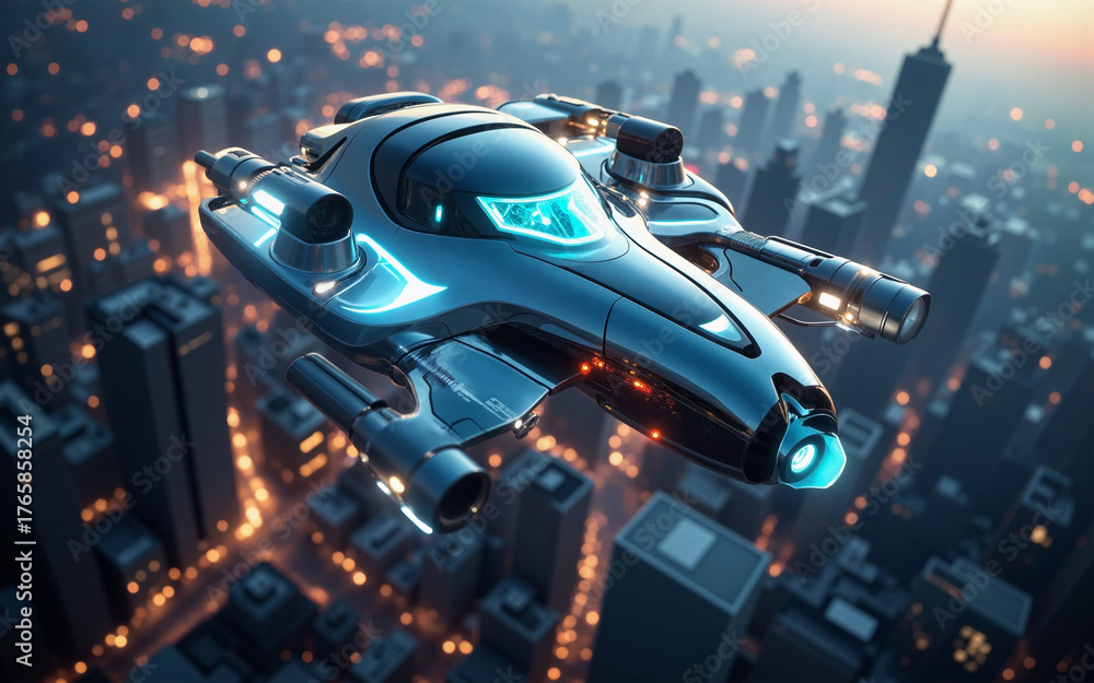 Fototapeta premium Futuristic flying car of the future