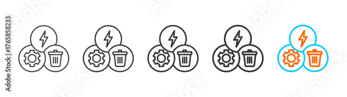 waste management icon set multiple style collection	