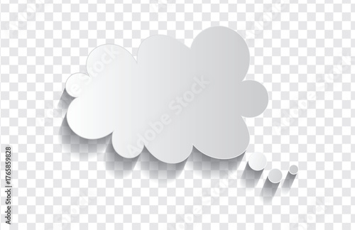 White Paper Cut Thought Bubble with Drop Shadow