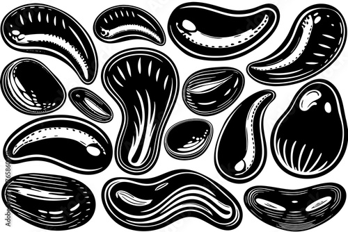 Abstract black and white organic shapes pattern