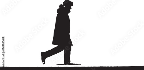 a man walking on the snow