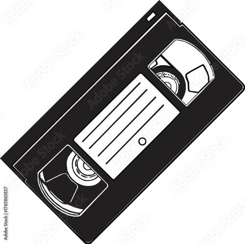 vhs cassette tape black retro vector On White background.