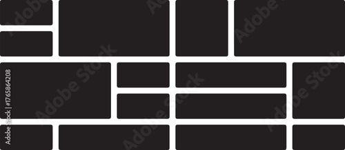 Balanced Grid Composition with Various Sized Rounded Rectangular Frames Set on Transparent Background Ideal for Multimedia Collages and Interactive Dashboards