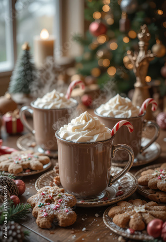 Wallpaper Mural Festive hot chocolate celebration with cookies cozy home food photography winter atmosphere close-up holiday spirit Torontodigital.ca