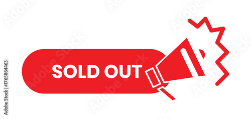 Sold out sticker. Sold out sign on transparent background. Sold out sign, logo, badge, icon, sticker, label, emblem, stamp, symbol, black, line, flat vector, isolated illustration. 