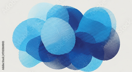 Blue Fusion: Abstract Overlapping Circles in Gradient Tones