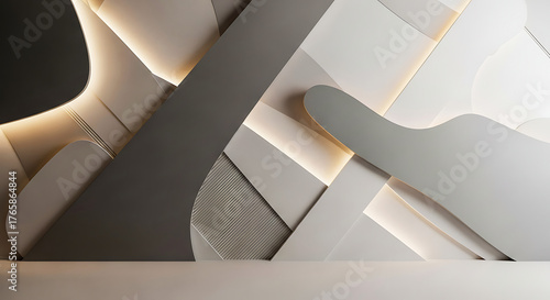Abstract architectural concept with soft lighting and geometric shapes creating a modern and minimalist aesthetic