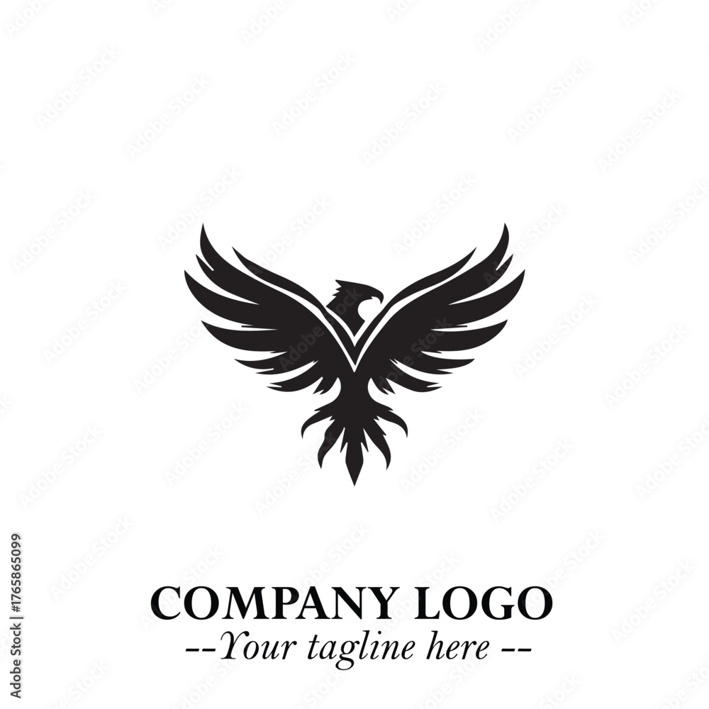 Fototapeta premium Powerful Head of Eagle Logo Symbol in Black on White Background with Bold and Elegant Design