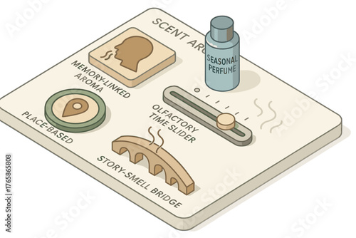 Isometric perfume concept with memory-linked and seasonal scent innovations