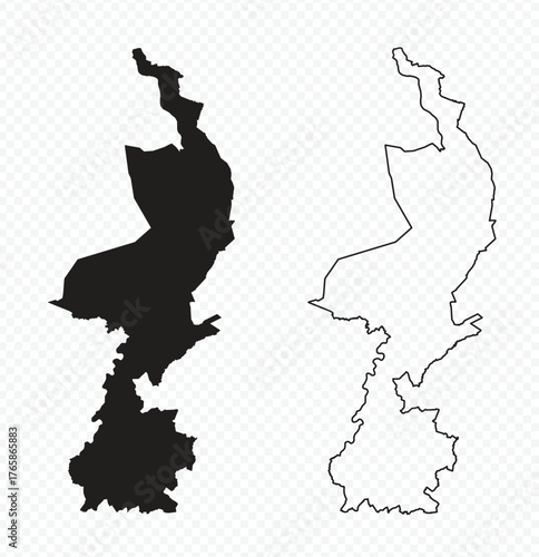 Limburg province map silhouette and outline vector illustration on transparent background