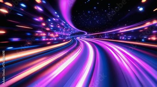 Looping neon trails background.
