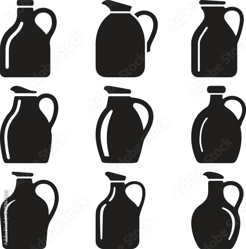 Collection of silhouetted pitchers and jugs in various styles