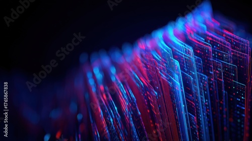 Wallpaper Mural Abstract network grid with files and folders, futuristic software interface, digital document management system, store, search and organize documents, corporate business, paperless office Torontodigital.ca