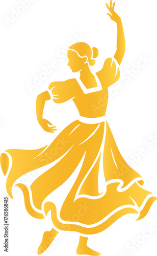Traditional Golden Dancer Silhouette — Ethnic Performance Art